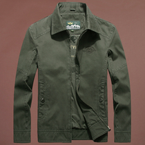 Autumn jacket mens middle-aged loose dad dress large size casual work jacket lapel cotton jacket lapel cotton jacket tide