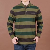 2021 Autumn New stripe lapel long sleeve T-shirt men fashion big size business mens wear loose T-shirt mens tide