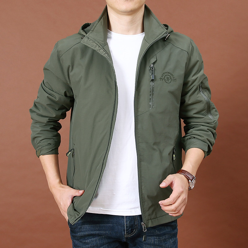 Spring coat men's plus size loose jacket shirt outdoor sports quick dry jacket multi-bag cargo jacket storm top men