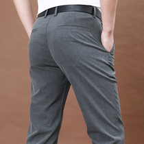 2021 autumn large size loose casual pants mens waist straight mens pants polished elastic business mens trousers