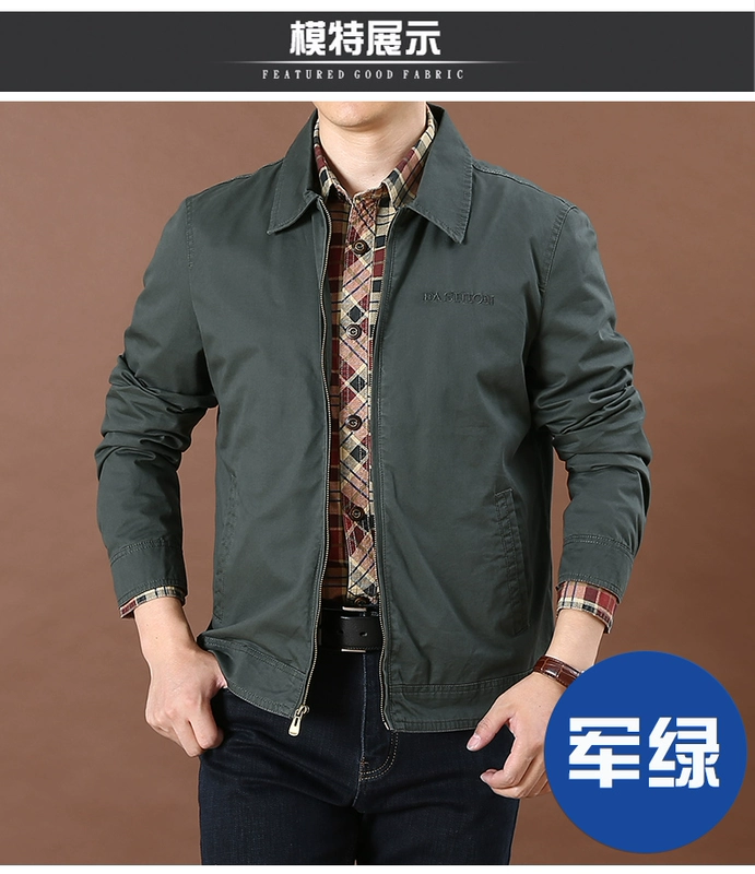 Áo khoác nam Jeep Shield nam size lớn Loose Lapel Jacket Men 2019 Spring Fashion Washed Cotton Casual Solid Color Jacket