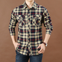 2021 autumn mens loose long-sleeved shirt mens fashion large size business casual plaid pure cotton frock shirt tide