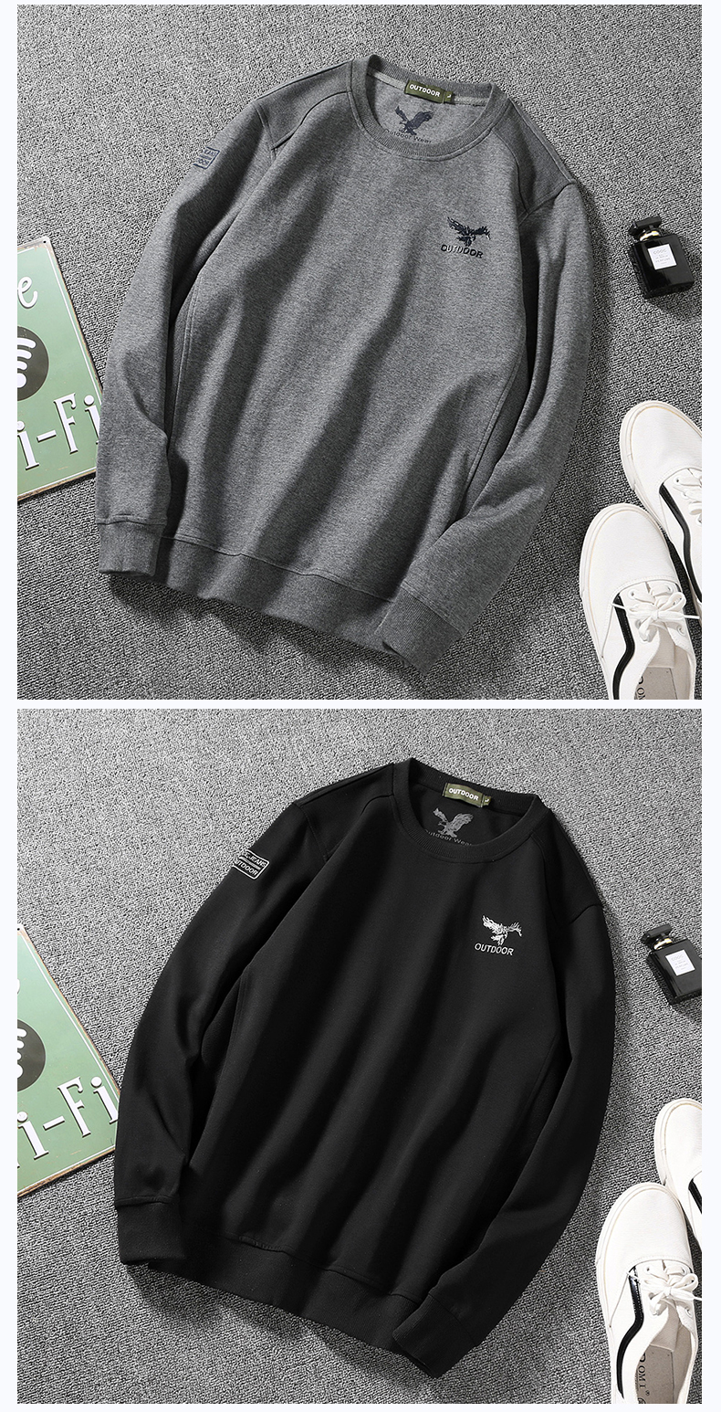 Xe jeep nam nam size rộng cổ rộng áo len cổ tròn nam 2019 xuân mới thời trang hoang dã rắn màu in áo áo hoodie rộng