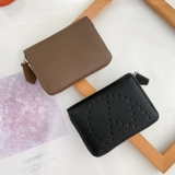 Кожаный универсальный кошелек с молнией, картхолдер подходит для мужчин и женщин, короткий бумажник, сумка-органайзер, воловья кожа, из натуральной кожи