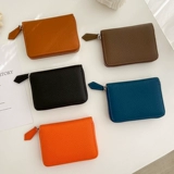 Кожаный универсальный кошелек с молнией, картхолдер подходит для мужчин и женщин, короткий бумажник, сумка-органайзер, воловья кожа, из натуральной кожи