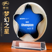 Marble crystal trophy custom-made creative five-pointed star authorization card production champion award souvenir medal