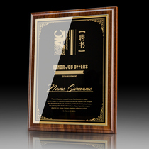 Wooden medal custom custom creative join dealer Crystal authorization plaque Certificate letter of appointment Gold medal souvenir