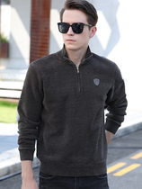 Chenille plus velvet thick clothes men warm coat Autumn Winter men men stand collar long sleeve T-shirt autumn base shirt