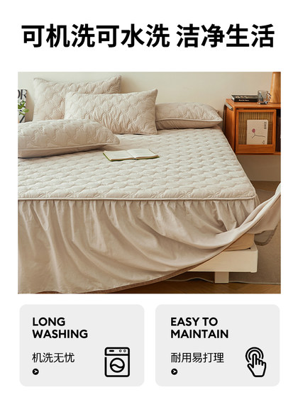 2026 New Model Pure Cotton Bed Skirt and Fitted Sheet Two-In-One, High-End Single-Piece Cotton Quilted Bedspread with Skirt, Suitable for All Seasons