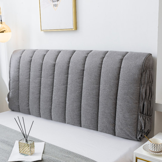 Nordic fabric all-inclusive thickened bedside cover universal backrest soft bag European leather bed wooden bedside cover protective cover