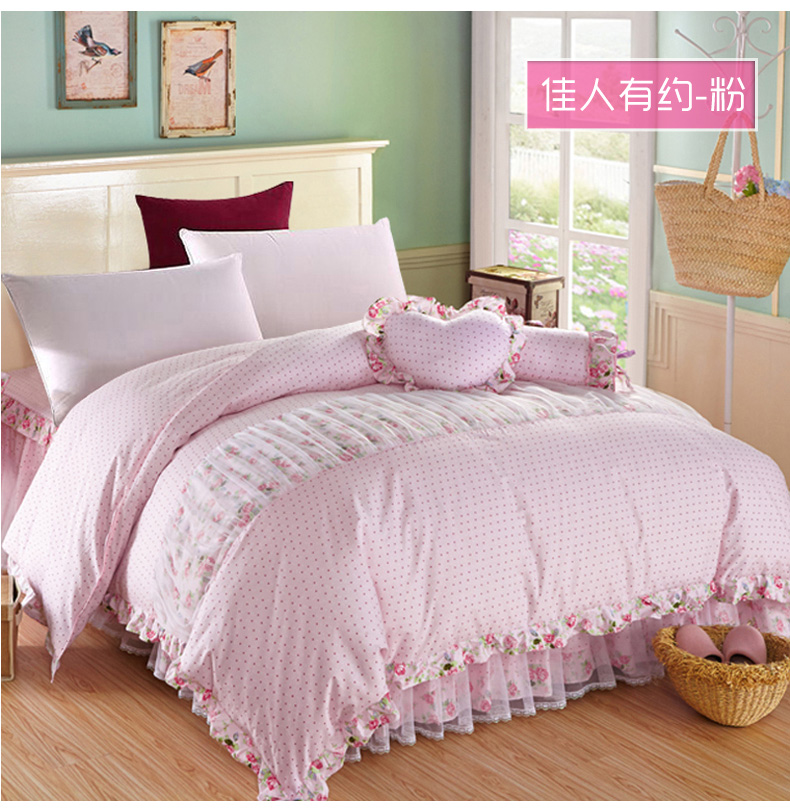 Ái chà bông cotton Hàn Quốc chăn đơn mảnh công chúa bông ren chăn đơn chăn đôi - Quilt Covers mền
