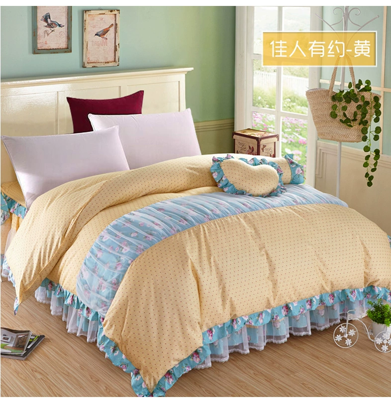 Ái chà bông cotton Hàn Quốc chăn đơn mảnh công chúa bông ren chăn đơn chăn đôi - Quilt Covers