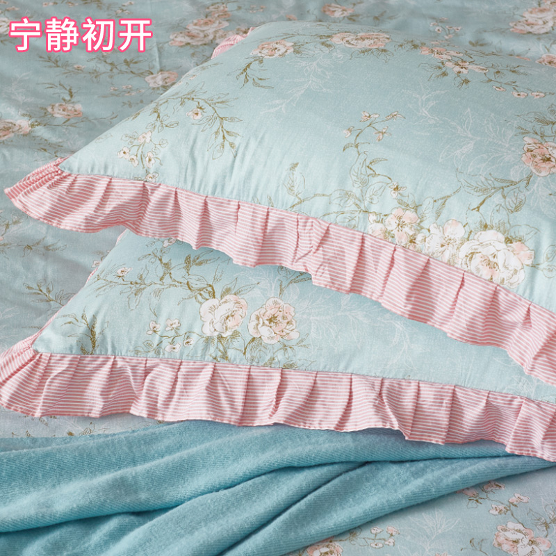Vỏ gối bằng vải cotton nguyên chất của Nhật Bản phiên bản Hàn Quốc của người đẹp có một chiếc váy ngủ 1 cặp gối - Gối trường hợp goi cao su non