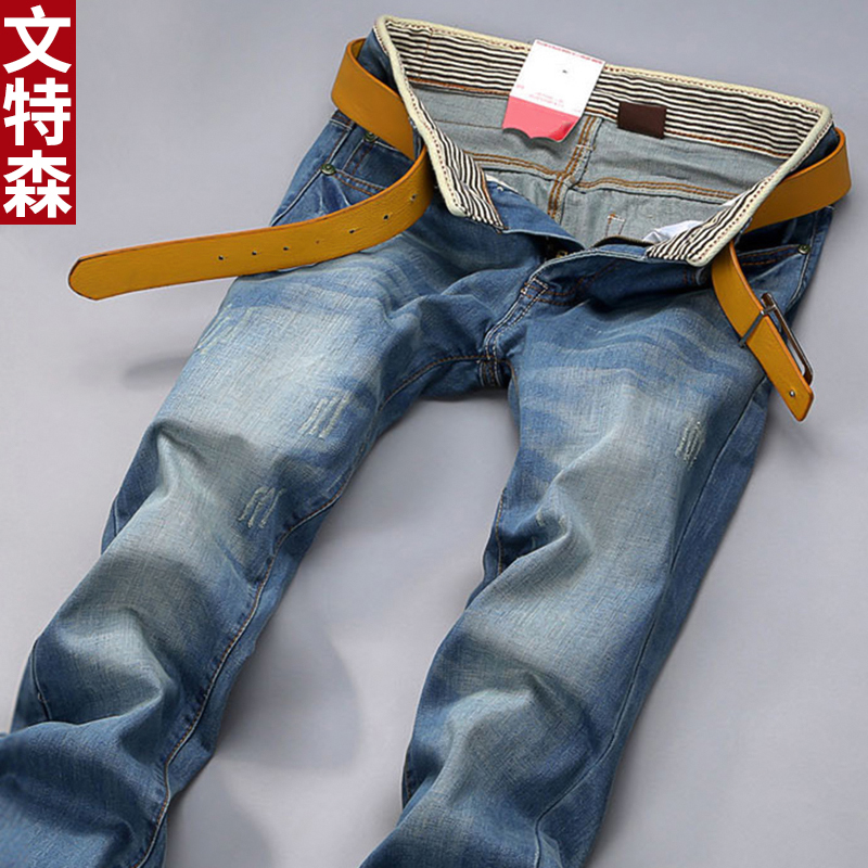 Ventyson Teen Jeans Spring Summer Men's Jeans Fashion Casual 100 Hitch A Little Straight Foot Korean Version Tide-Taobao