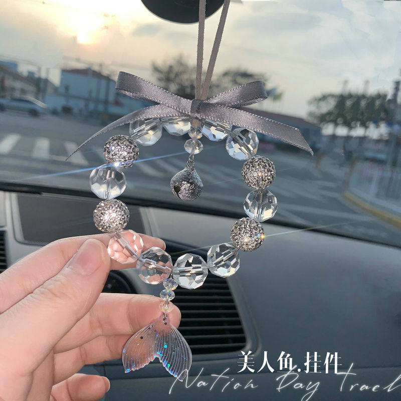 Small Red Book Ins car pendant crystal inlaid drill rear mirror hanging decoration in car Pendant Mermaid On-board Decorative woman