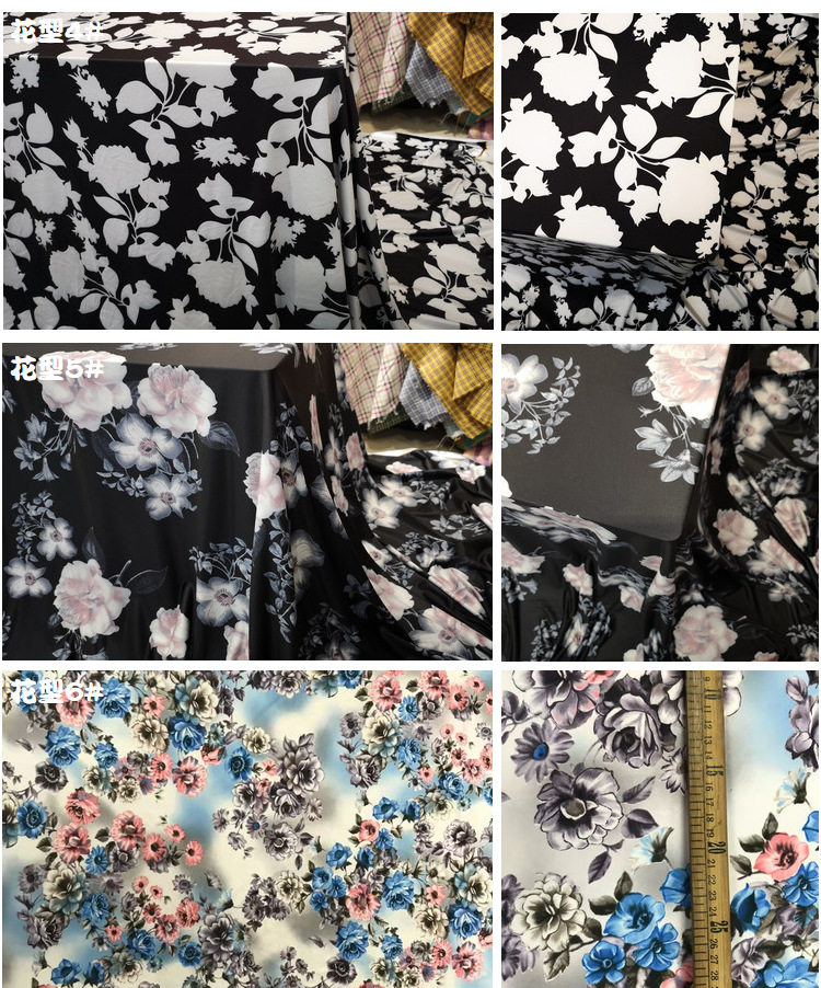 лайкра 牛奶丝氨纶印花布料数码印四面弹服装面料高弹力旗袍舞台演出服装