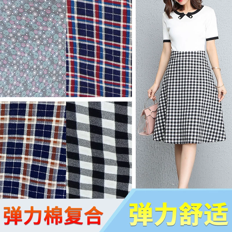 In căng cotton vải tổng hợp 100% cotton hoa trắng đen váy kẻ sọc thời trang vải quần áo thu đông - Vải vải tự làm