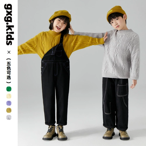 Детский зимний многоцветный трикотажный свитер, детская одежда, высокий воротник