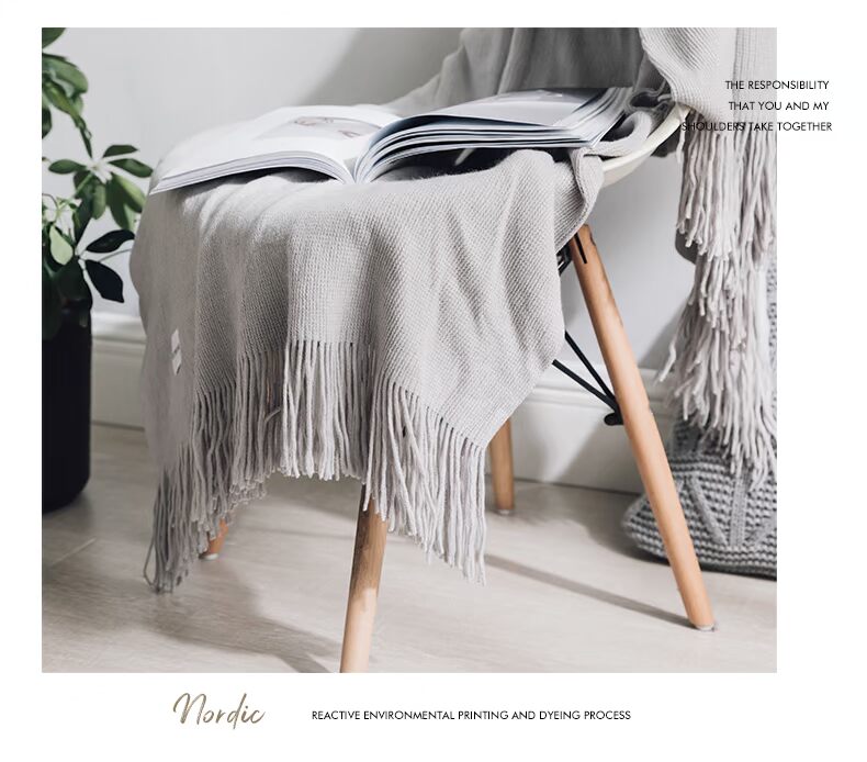 Phong cách Mỹ đan tay dòng chăn sofa chăn ảnh đạo cụ nap giản dị dày que kim rỗng tua chăn - Ném / Chăn chăn lông cừu thật