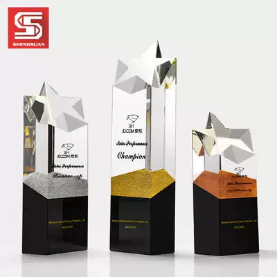 Trophy five-pointed star Crystal custom-made Star of honor medal creative prize New excellent employee award annual meeting