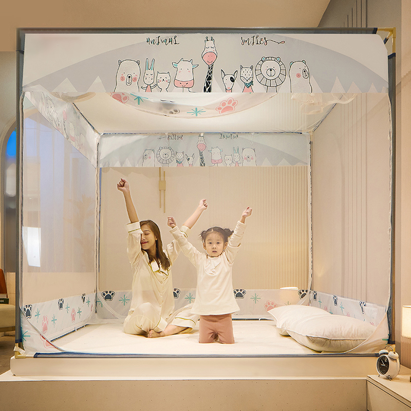 Installation-free yurt baby anti-fall mosquito net home 1 8m1 5m comfortable princess style children's bracket fixed