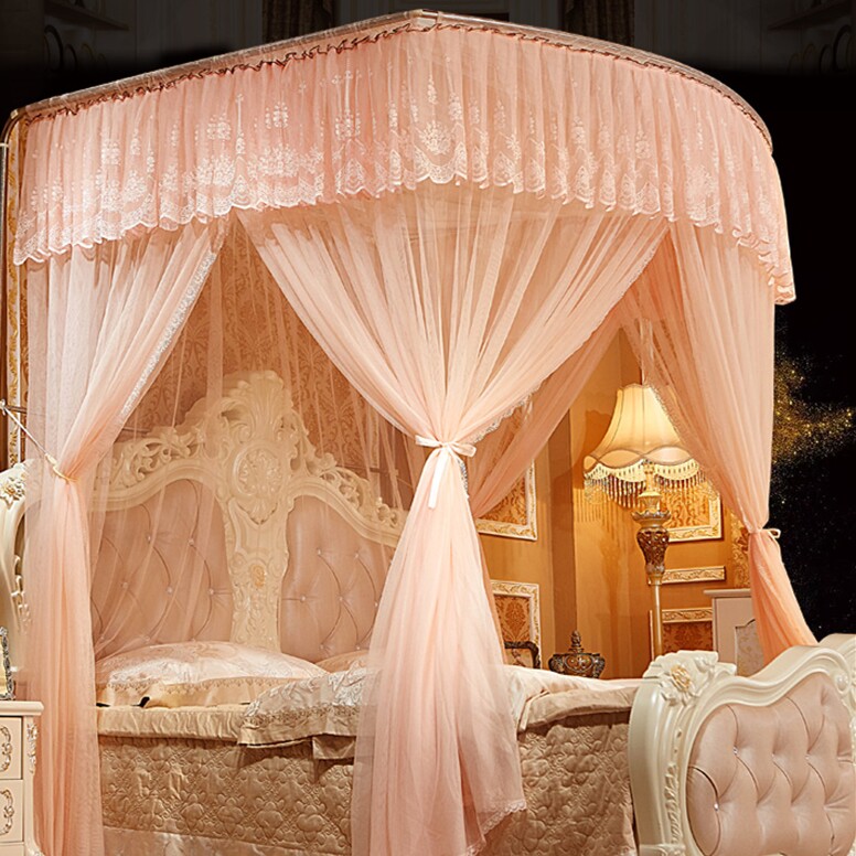 U type telescopic mosquito net Home Summer 2022 New three doors Landing Bracket Palace encryption convenient and unwashed