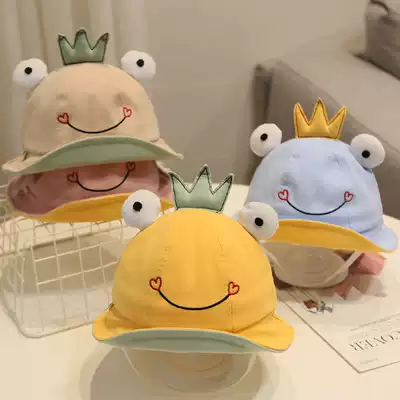 Baby hat spring and autumn and summer frog fisherman hat cute super cute children boys and girls baby basin hat shade tide