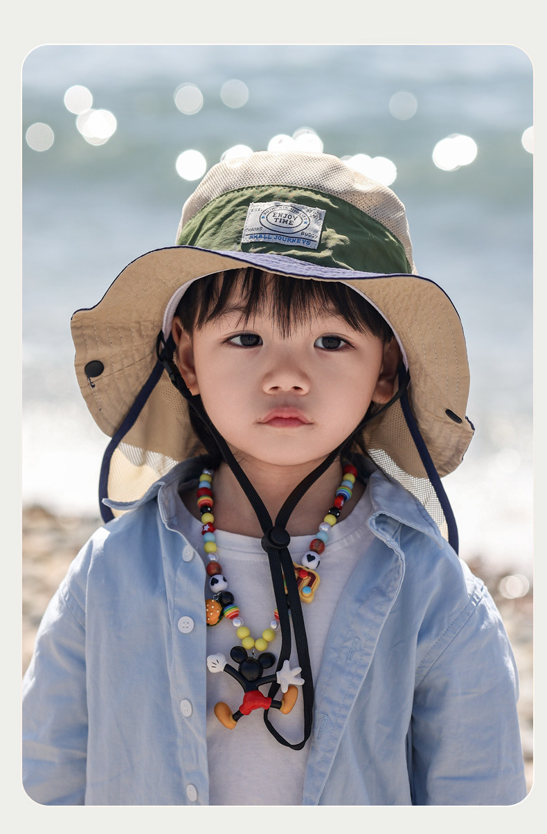 儿童防晒帽宝宝渔夫帽户外露营护颈登山夏季洋气透气大檐男孩帽 — 10