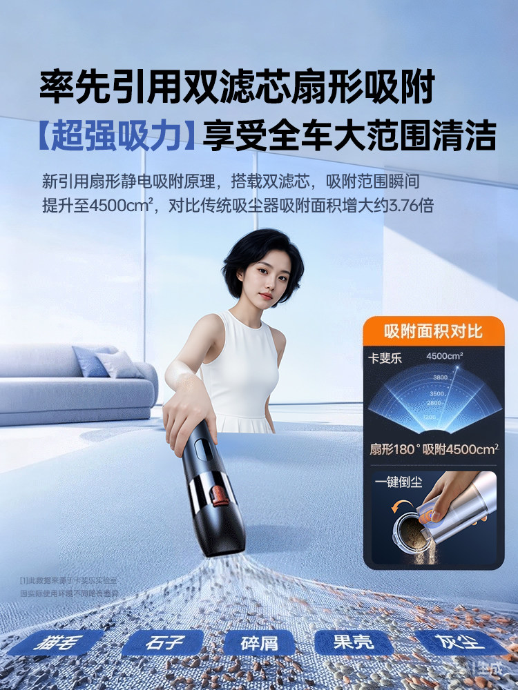 Car Vacuum Cleaner with Strong Suction for Car Use, Small Handheld Wireless Mini Vacuum Cleaner for Home Use with Super Strong Blowing and Suction Power