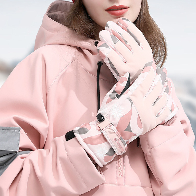 Ski Gloves Winter Plus Suede Thickened Lady Warm Touch Screen Waterproof Chill-Proof Thick Gloves Men Bike Cotton Gloves