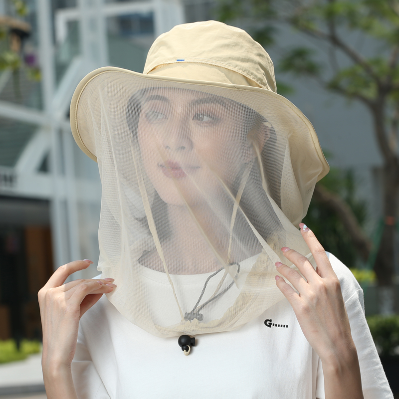 Fisherman big brimmed hat female summer cover face UV protection veil sun visor Korean version sun hat foldable