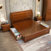 Walnuts Wood Bed Full Solid Wood Modern Simplicity About 1 8m Storage Bed Chinese Wedding Room Drawers Bed Small Family bedroom furniture