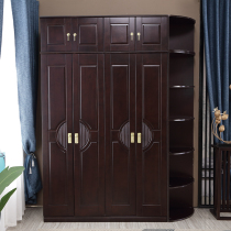 New Chinese Solid Wood Wardrobe 4 Doors Plus Top Clothes Cabinet Modern Chinese Bedroom Side Cabinet Corner Closet Big Wardrobe