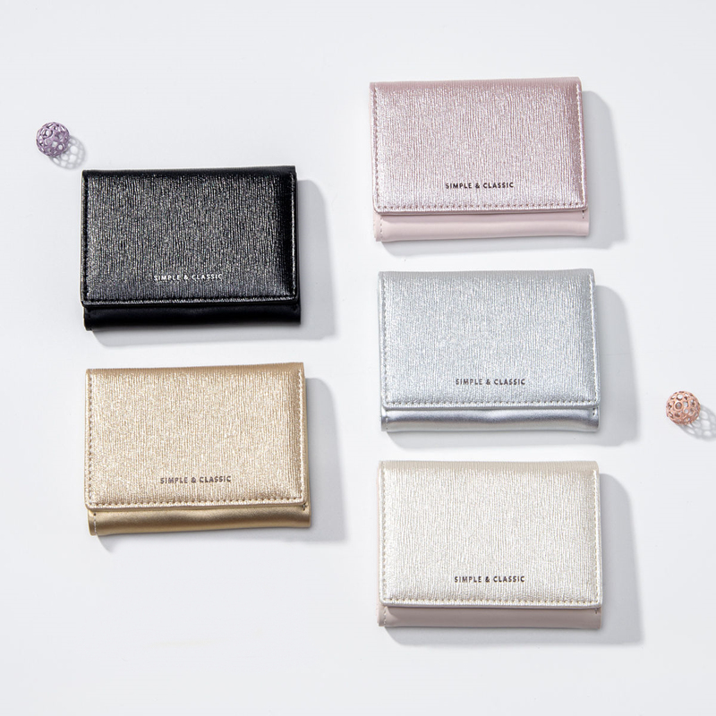 Wallet for Women ins Style Gold Glitter Small Fresh High-End Multi-Functional Pure Pickup Bag Short Wallet Two-In-One for Women