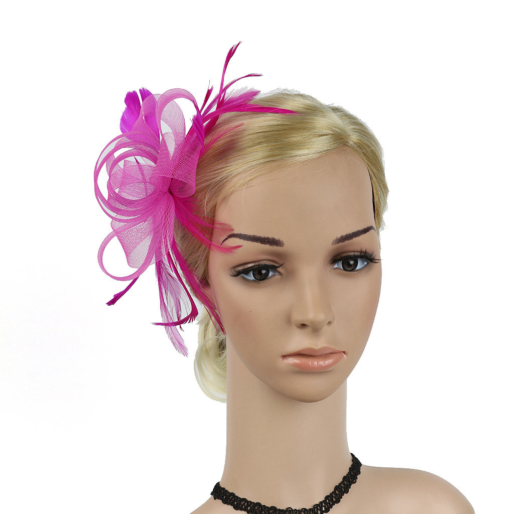 欧美简约时尚复古网纱新娘发夹配饰晚宴会派对演出发饰羽毛头饰品详情25