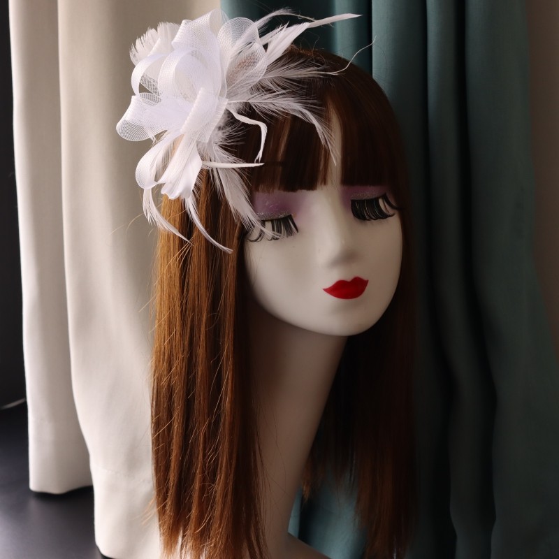 欧美简约时尚复古网纱新娘发夹配饰晚宴会派对演出发饰羽毛头饰品详情17