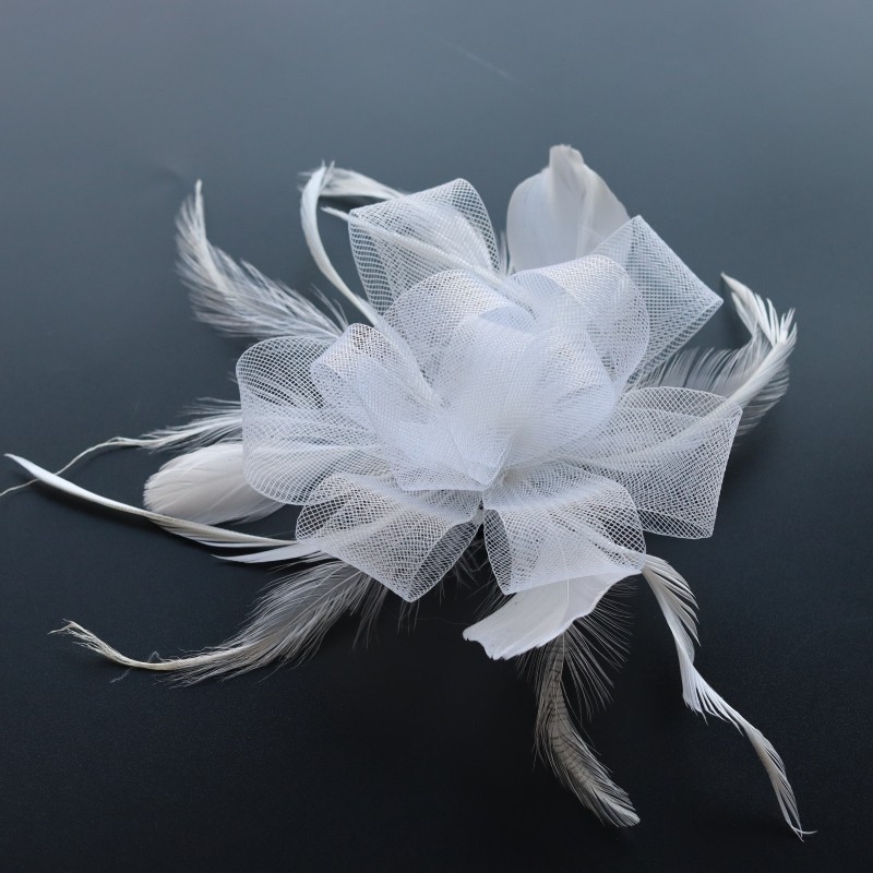欧美简约时尚复古网纱新娘发夹配饰晚宴会派对演出发饰羽毛头饰品详情8