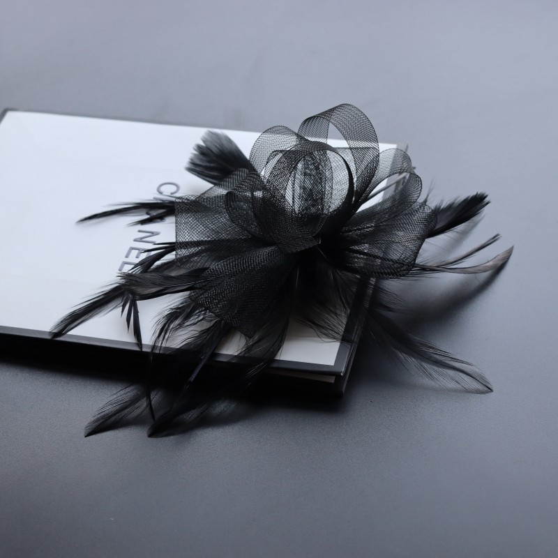 欧美简约时尚复古网纱新娘发夹配饰晚宴会派对演出发饰羽毛头饰品详情11