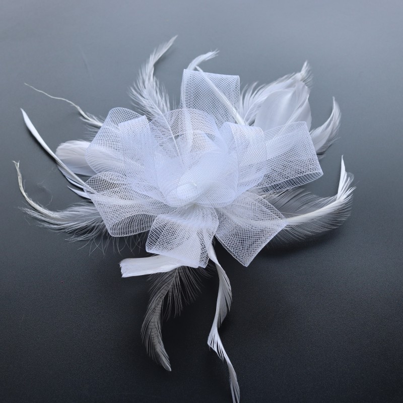 欧美简约时尚复古网纱新娘发夹配饰晚宴会派对演出发饰羽毛头饰品详情20