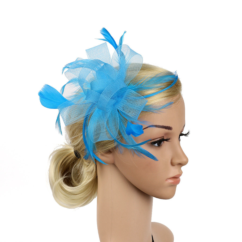 欧美简约时尚复古网纱新娘发夹配饰晚宴会派对演出发饰羽毛头饰品详情27