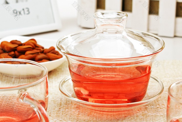 Bộ ấm trà Kung Fu Bộ ba bát đun nóng thủy tinh Bộ ly thủy tinh nắp thủy tinh 200ml - Trà sứ bình trà