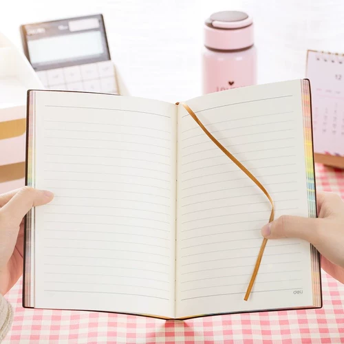 Блокнот Deli Stationery 3184 в кожаном переплете с цветными краями и блокнотом из полиуретана, креативный блокнот 56K