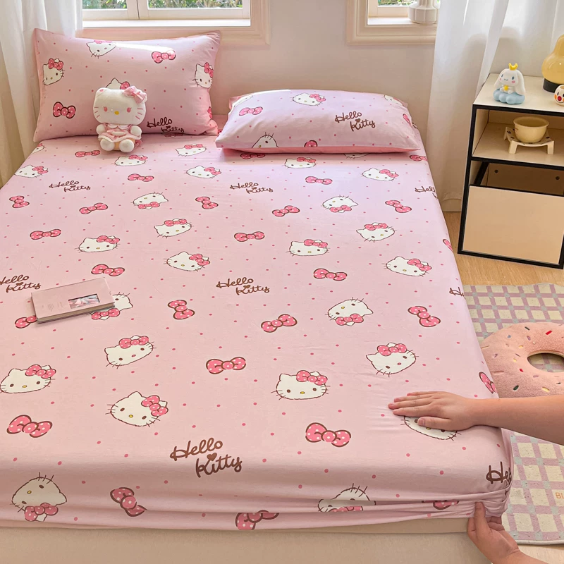 Hello Kitty, хлопковая простыня, детская кроватка, нескользящая простыня, пылезащитный матрас