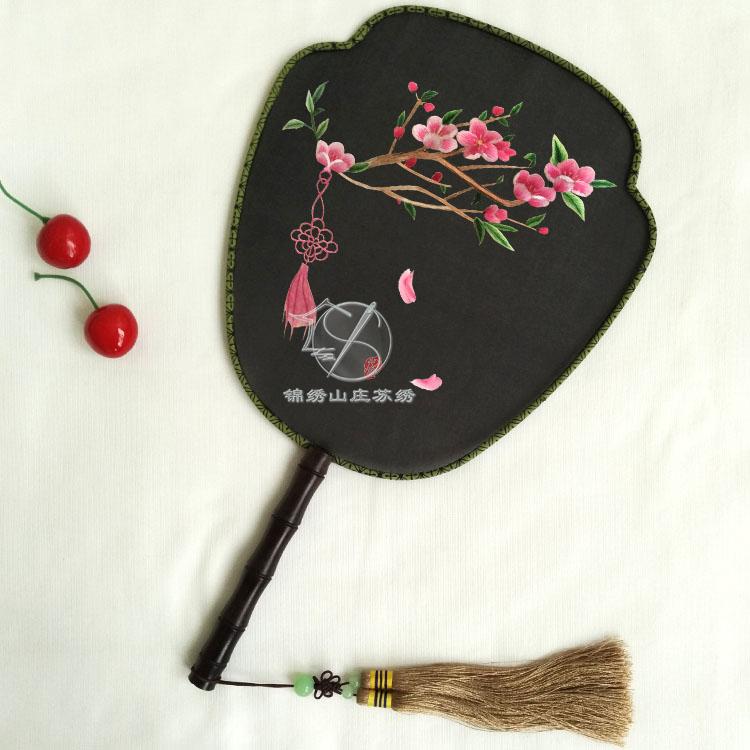 Handmade thêu quạt kit kit Sansheng III Shili đào thêu tròn quạt hai mặt thêu thực hành cho người mới bắt đầu tranh thêu gia đình