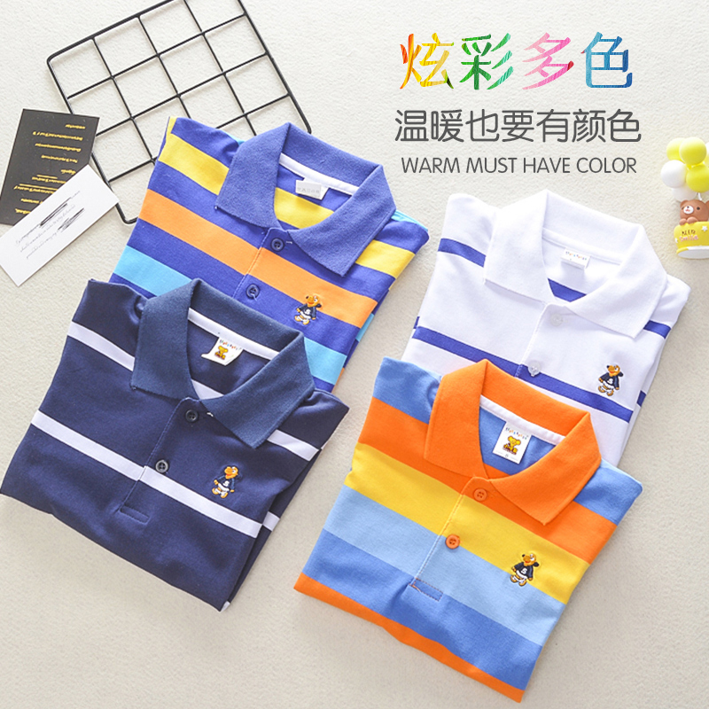 dài tay trẻ em T-shirt boy ve áo POLO bottomshirt trẻ em hàng đầu tại con lớn của Hàn Quốc phiên bản của mùa xuân và mùa thu váy thủy triều năm 2020.