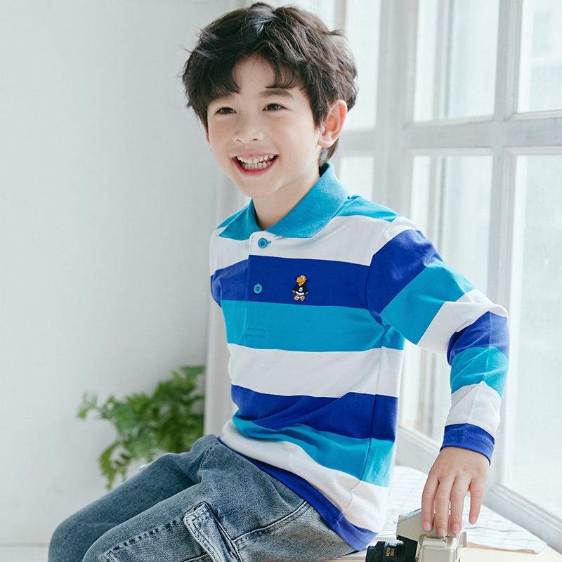 dài tay trẻ em T-shirt boy ve áo POLO bottomshirt trẻ em hàng đầu tại con lớn của Hàn Quốc phiên bản của mùa xuân và mùa thu váy thủy triều năm 2020.