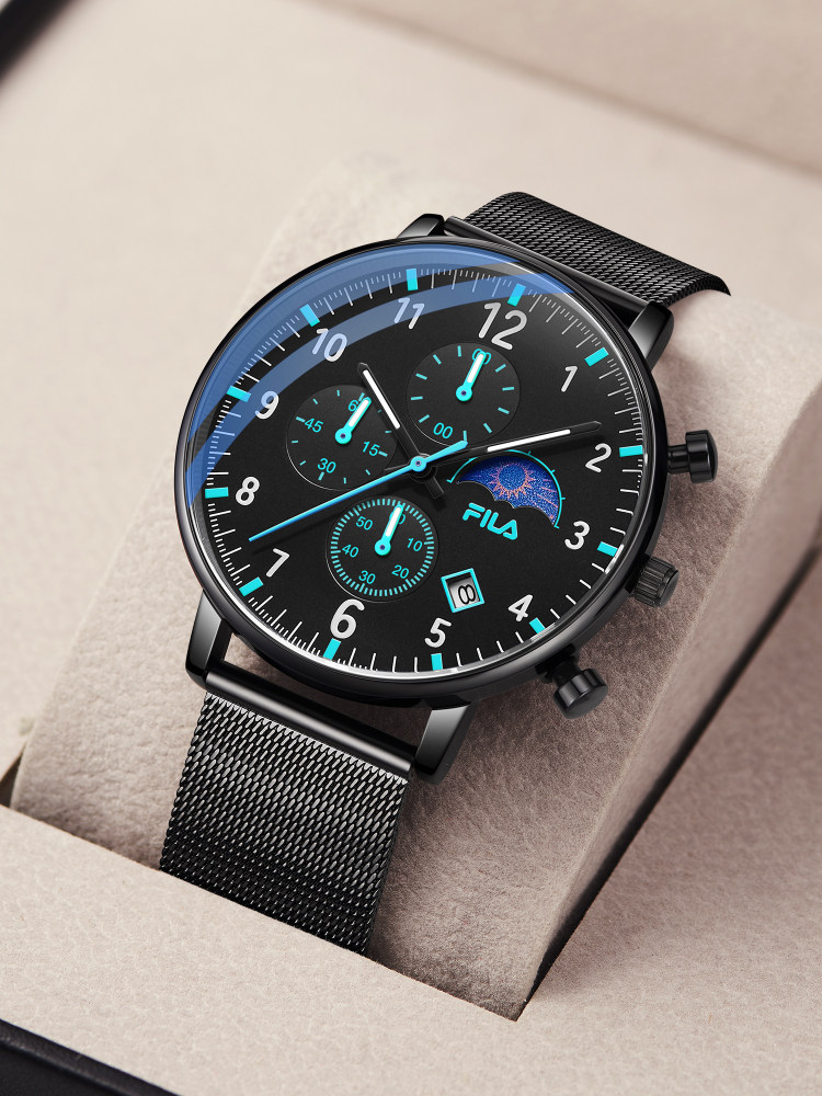 Fila Three-Eye Multifunctional Woven Milanese Steel Band Watch with Luminous Hands, Stylish Men's Watch New 6743