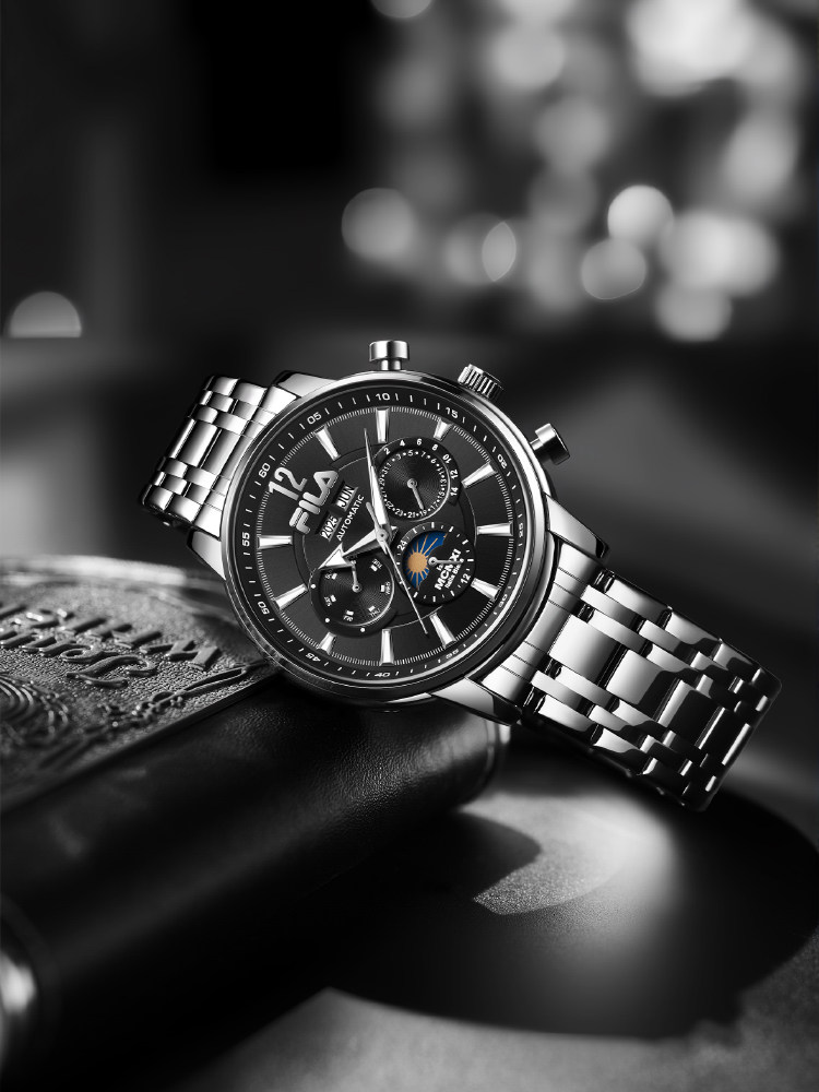 Flia Three-Eye Multifunctional Men's Mechanical Watch Business Steel Band Waterproof Light Luxury Watch Gift 6700