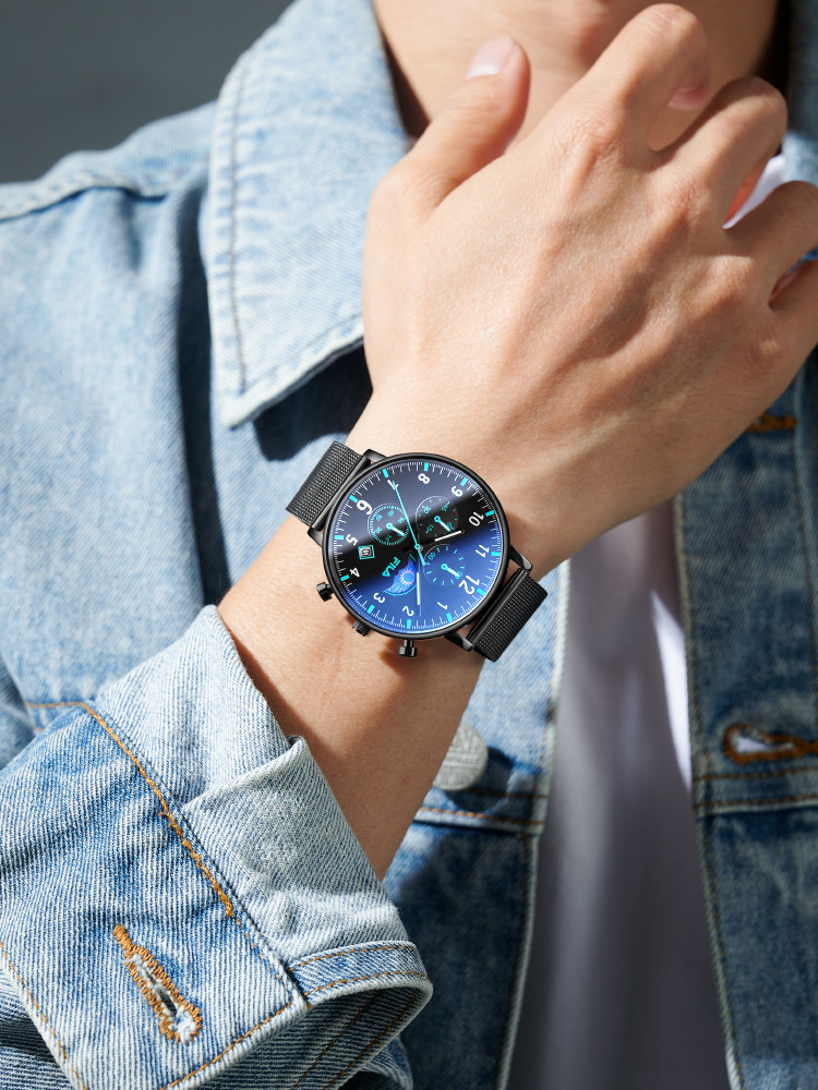 Fila Three-Eye Multifunctional Woven Milanese Steel Band Watch with Luminous Hands, Stylish Men's Watch New 6743