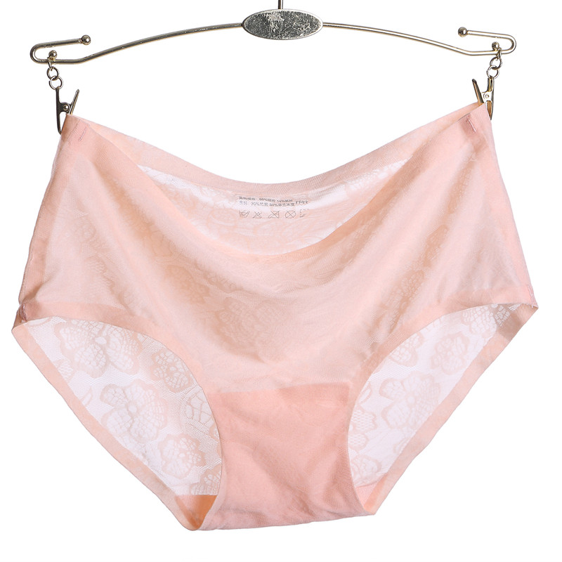 One-piece press-free underpants ice silk underwear women's briefs summer thin sexy bag lifting hip size size